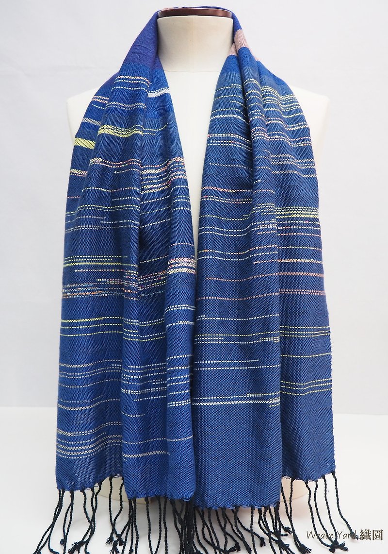 初秋藍色頸巾 - 絲巾 - 絲．絹 藍色