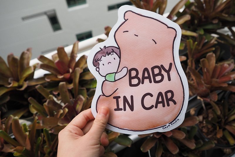 Car Sticker Bear Baby in Car - gapN studio - Stickers - Waterproof Material Brown