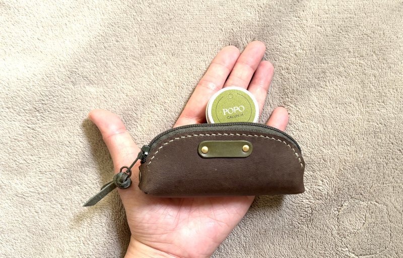 POPO│掌心│復古皮革.長方立體收納包 leather - 印章/印台 - 真皮 咖啡色