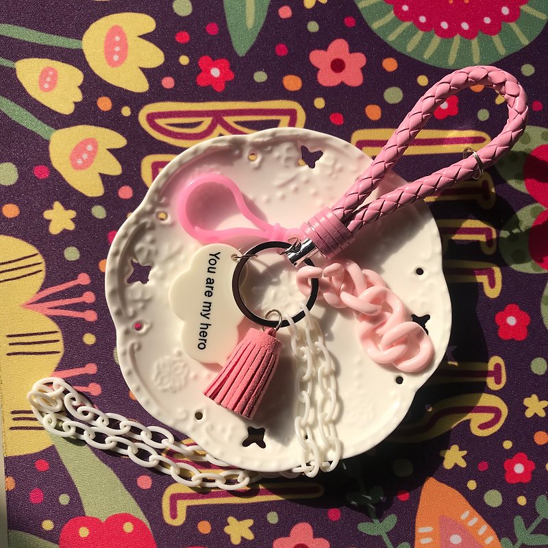 Keychain bag pendant exchange gift birthday gift valentine gift - Keychains - Other Metals Pink