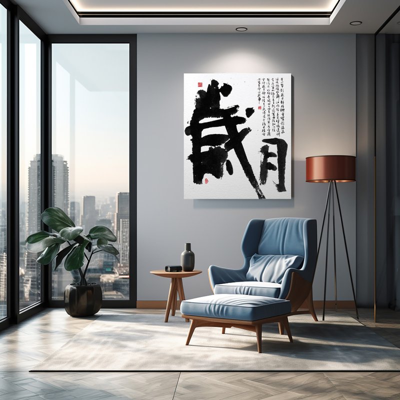 Calligraphy-frameless painting | Customizable text | Opening a shop | B&B decoration | Moving to a new home | Decorative painting - โปสเตอร์ - วัสดุอื่นๆ สีดำ