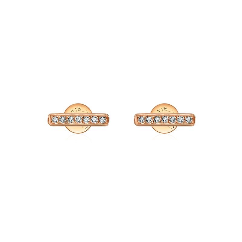 Line Shape Diamond Earring - Earrings & Clip-ons - Other Metals Orange