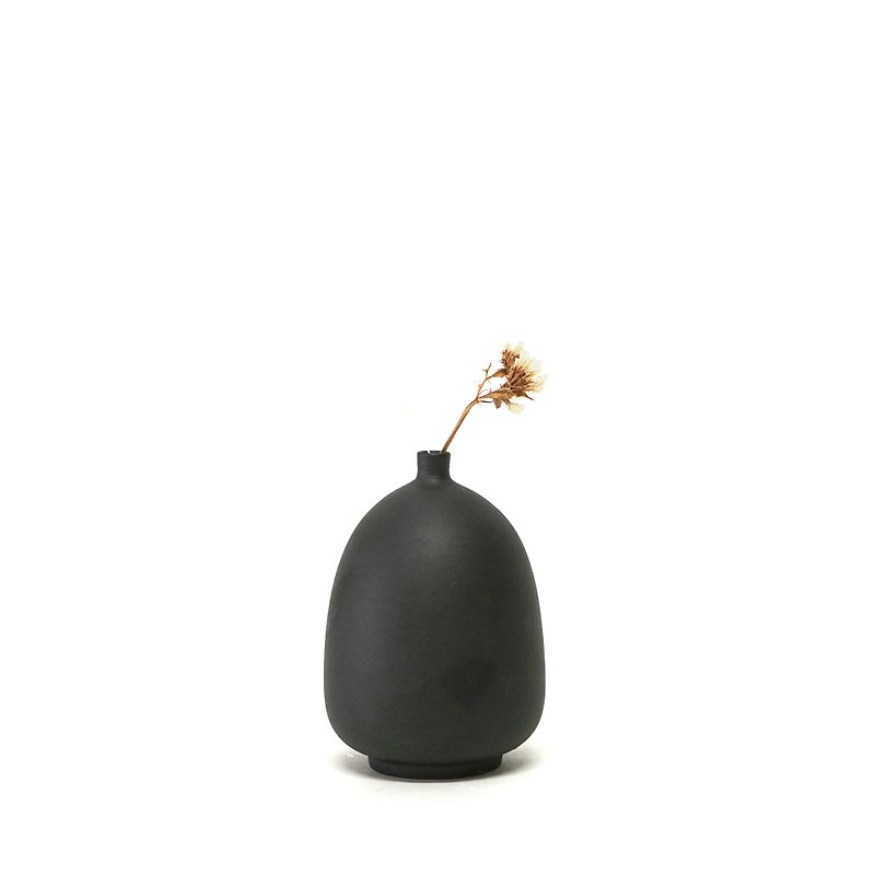 シンプルな北欧色手作りのフロストフラワー-フロストブラック - 花瓶・植木鉢 - 磁器 ブラック