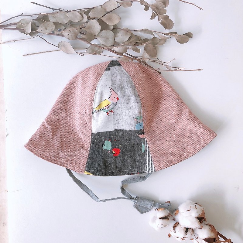 Shimoriya/Bucket Hat/Double-sided Hat/Pink Parrot - Hats & Caps - Cotton & Hemp Pink