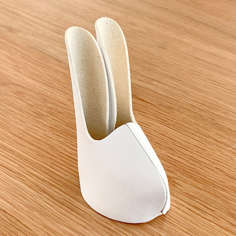 Rabbit Pen Stand White - Pen & Pencil Holders - Genuine Leather White