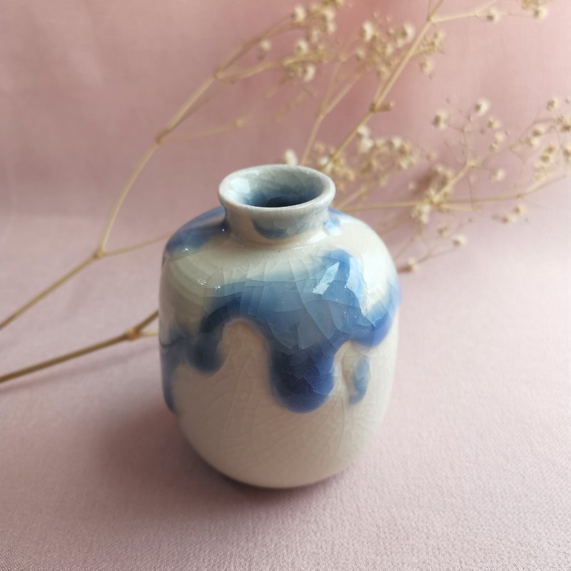 花入 花瓶 陶芸 手作り陶器 - 花瓶・植木鉢 - 磁器 ブルー
