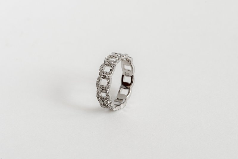 【設計款】Horcruxes 鏈戀鑽戒 • 純銀戒指厚鍍18K金 個性穿搭 - 戒指 - 純銀 銀色
