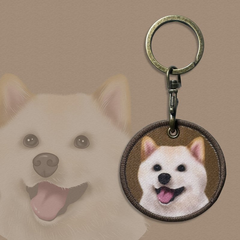 現貨 雙面 悠遊卡 吊飾 白柴 鑰匙圈 柴犬 包包配件 送禮 - 鑰匙圈/鑰匙包 - 其他材質 卡其色