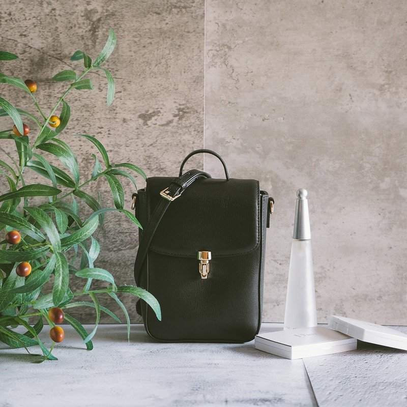 Genuine and pretty mobile phone bag 22274 black - Messenger Bags & Sling Bags - Genuine Leather Black