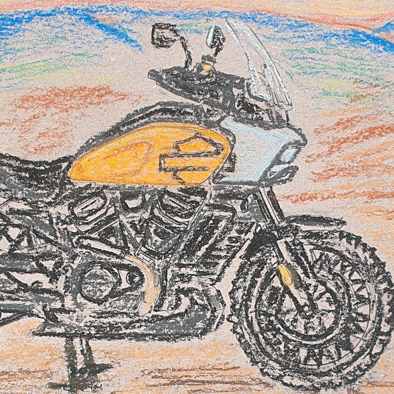Harley Davidson Pan America Painting Original Art Motorbike Wisconsin Milwaukee - 海報/掛畫/掛布 - 其他材質 卡其色