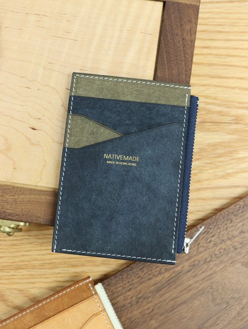 Italian leather card set loose Silver Zip Wallet Pueblo