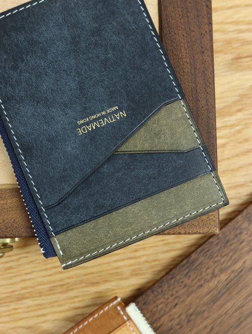Italian leather card set loose Silver Zip Wallet Pueblo