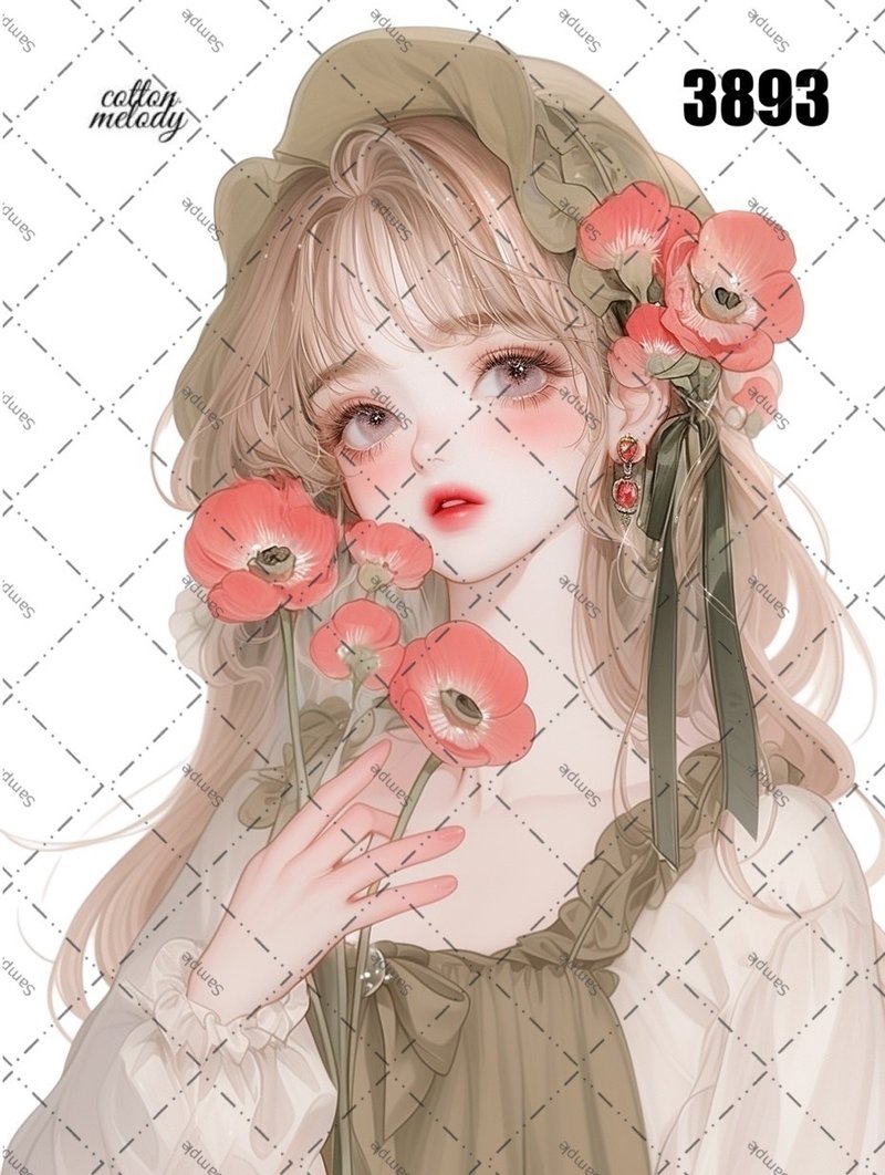 original sticker no.3893 人物ステッカー オリジナルステッカー オリジナル人物ステッカー 装飾ステッカー cotton melody - 貼紙 - 紙 