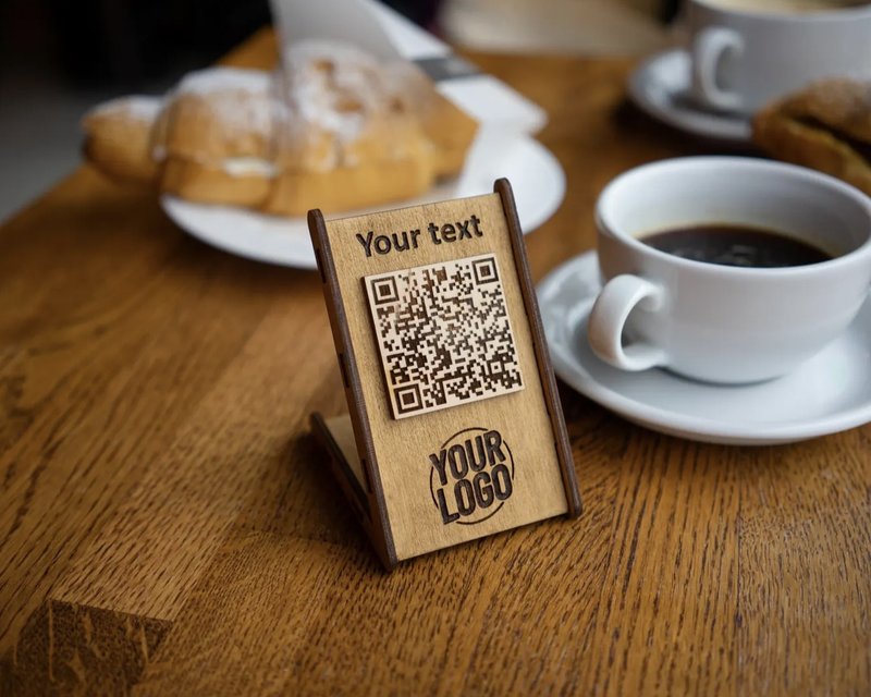 QR code menu, QR code menu sign, Wooden qr cod sign - 其他 - 木頭 