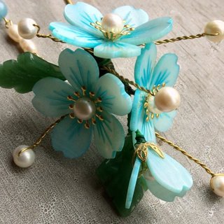 手作りのオレンジ色の猫-ヴィンテージの中国風と風桜ボブ（水染めブルー）