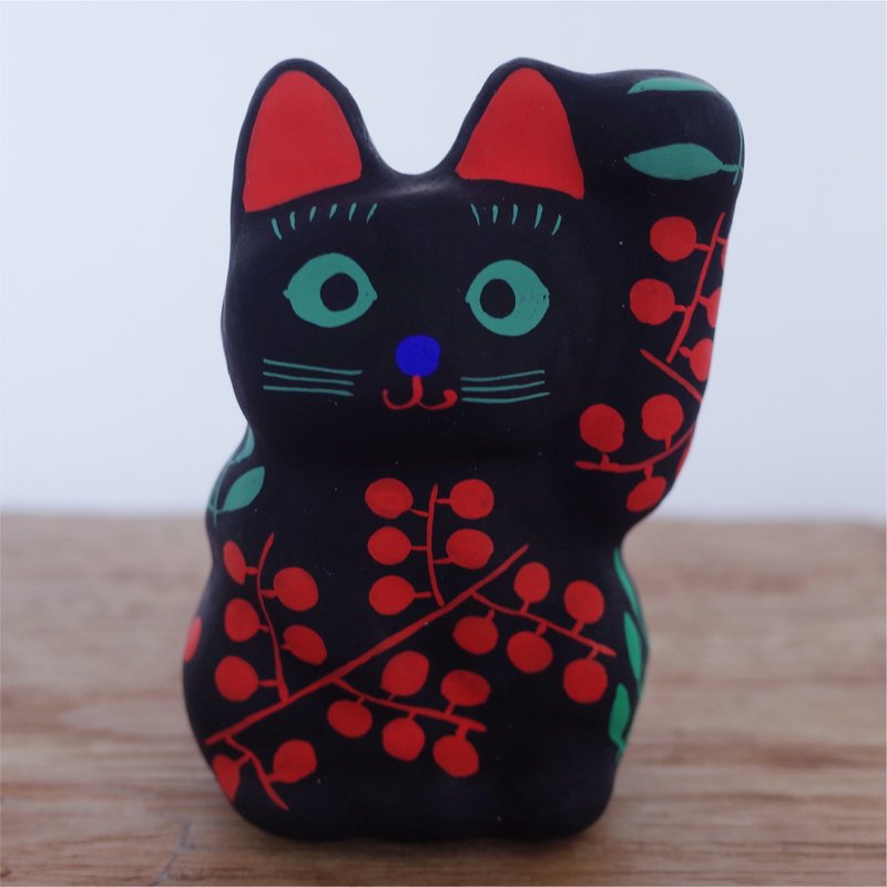 Lucky cat Nandia pattern black left hand beckoning - ตุ๊กตา - กระดาษ 