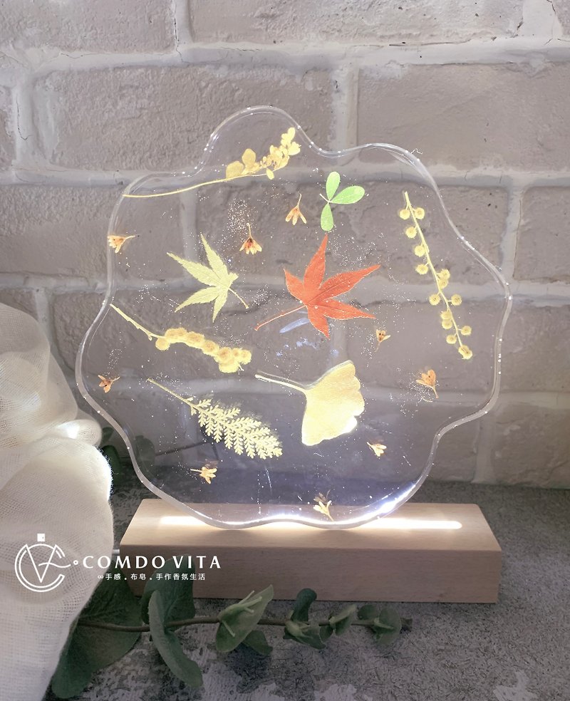 Crystal flower coaster night light set - Items for Display - Plastic Transparent