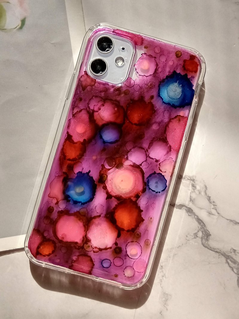 Handmade phone case,iPhone 11, Alcohol Inks, Pinko colors - Phone Cases - Plastic Multicolor