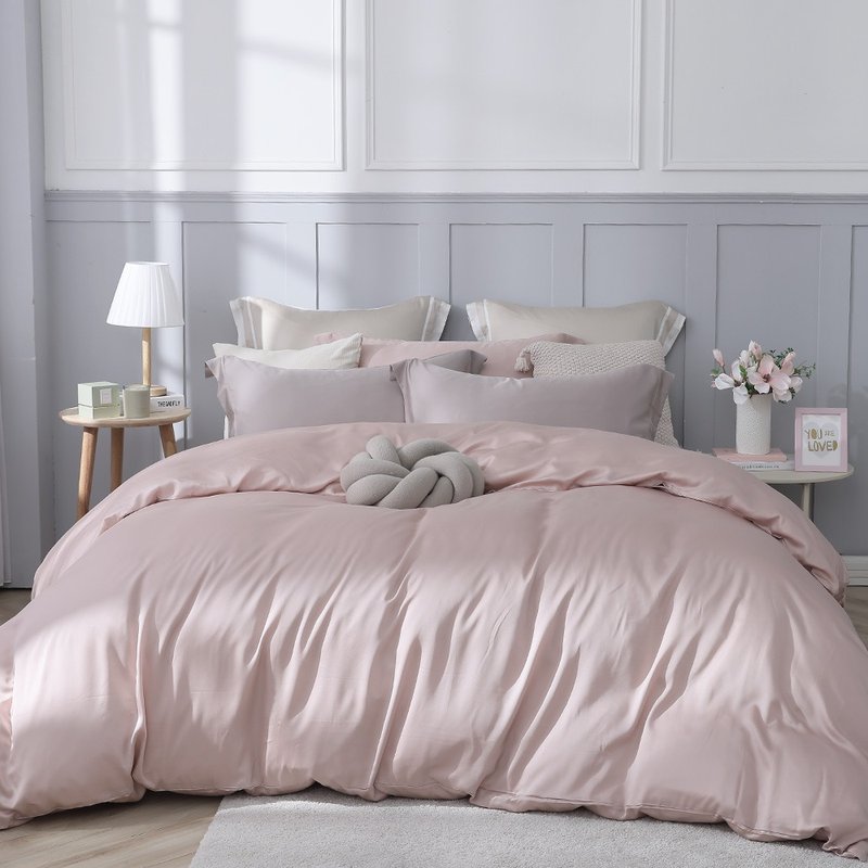 HOYACASA 300織天絲床包四件組 薄被套/兩用被套- 浪漫霧粉 - 寢具/床包 - 環保材質 粉紅色