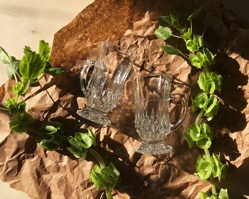 Beautiful Crystal Glass / Pair of Cups - Bar Glasses & Drinkware - Glass Transparent