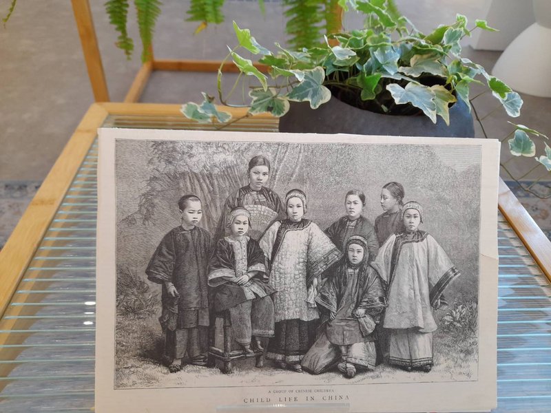 英國舊雜誌 The Graphic 木刻版畫 - 中國小孩 1887 - 海報/掛畫/掛布 - 紙 白色