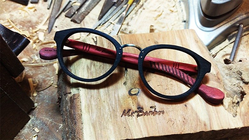 Taiwan handmade glasses [MB] Action series exclusive patented touch technology Aesthetics artwork - Glasses & Frames - Bamboo Red