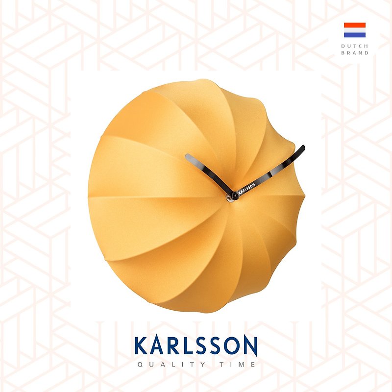 HollandKarlssonウォールクロックストレッチライクライエローイエローファブリックデザインウォールクロック - 時計 - その他の化学繊維 オレンジ