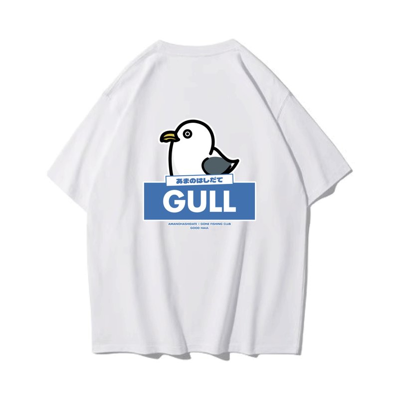AMANOHASHIDATE SEA GULL 天橋立海鷗 中性短袖T恤 8色男女同款 - 男 T 恤 - 棉．麻 白色