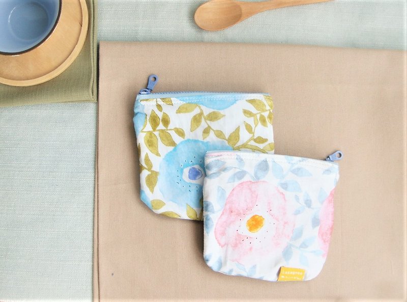 Poached egg yolk flower I limited l small meal bag coin purse - Coin Purses - Cotton & Hemp Multicolor