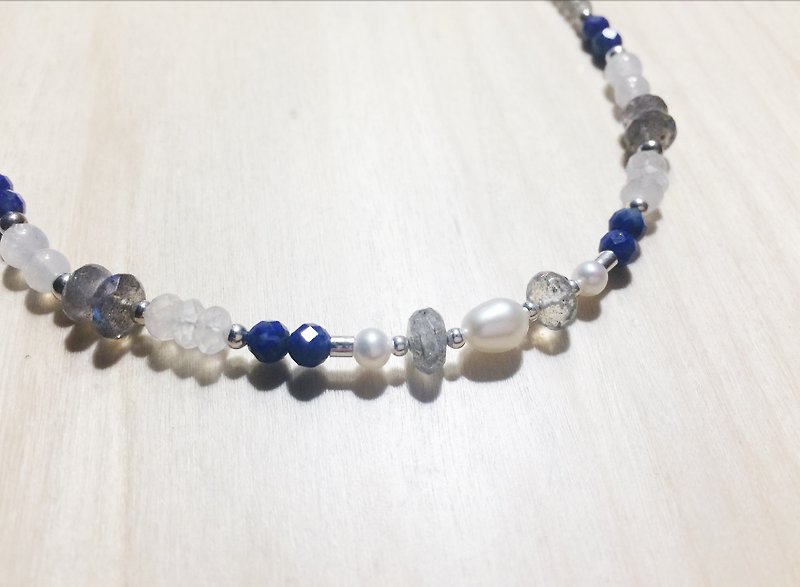MH sterling silver natural stone custom series _Fujishanxia _ lapis lazuli - Bracelets - Crystal Blue