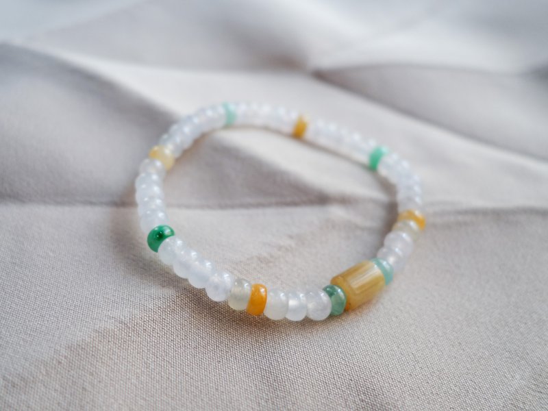 Passepartout・transshipment three-color ice jade bead jadeite bracelet・Myanmar jade・natural stone - Bracelets - Jade 
