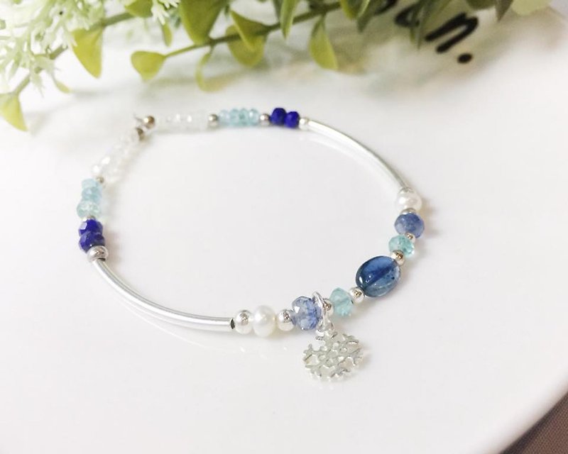 MH sterling silver natural stone independent series _ Snow Valley _ Kyanite - Bracelets - Semi-Precious Stones Blue
