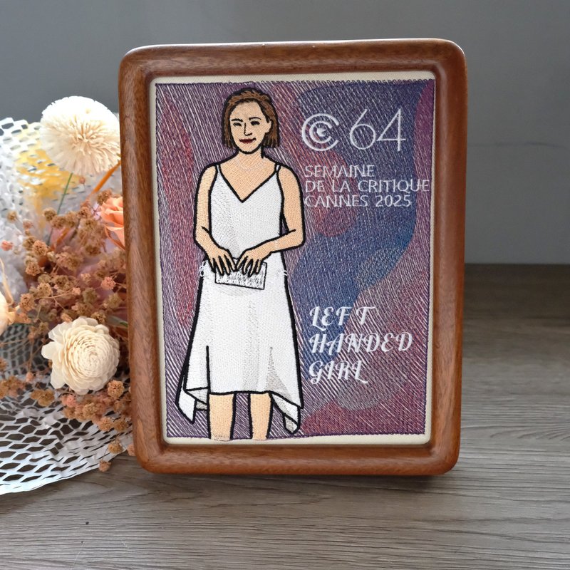 【似顔絵刺繍フォトフレーム8インチ】 - シングル人物 - 似顔絵 - 刺しゅう糸 