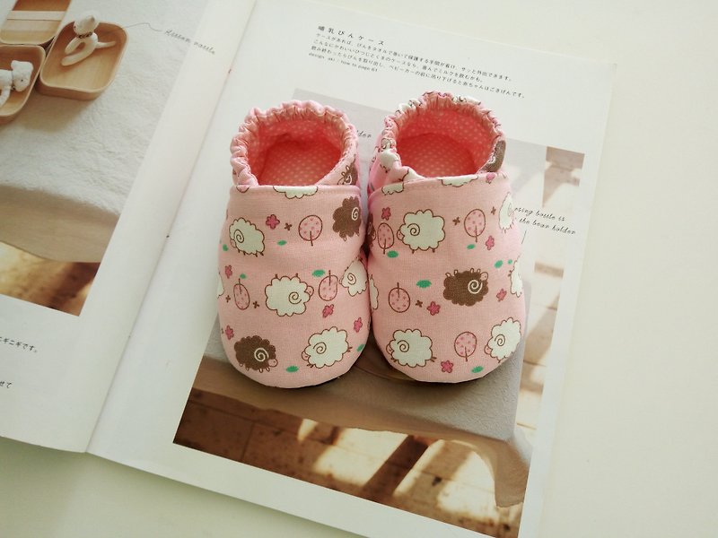 粉粉羊咩咩彌月禮物 嬰兒鞋 寶寶鞋  鞋長13/14 - 彌月禮盒 - 棉．麻 粉紅色