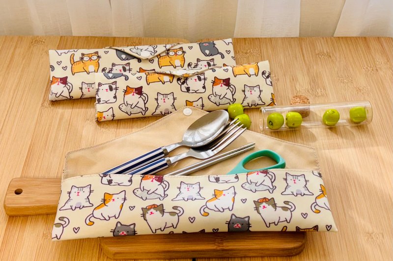 防水餐具袋 餐具袋 環保餐具袋 兒童餐具袋 上學餐具 防水袋 筆袋 - 刀叉/湯匙/餐具組 - 防水材質 黃色