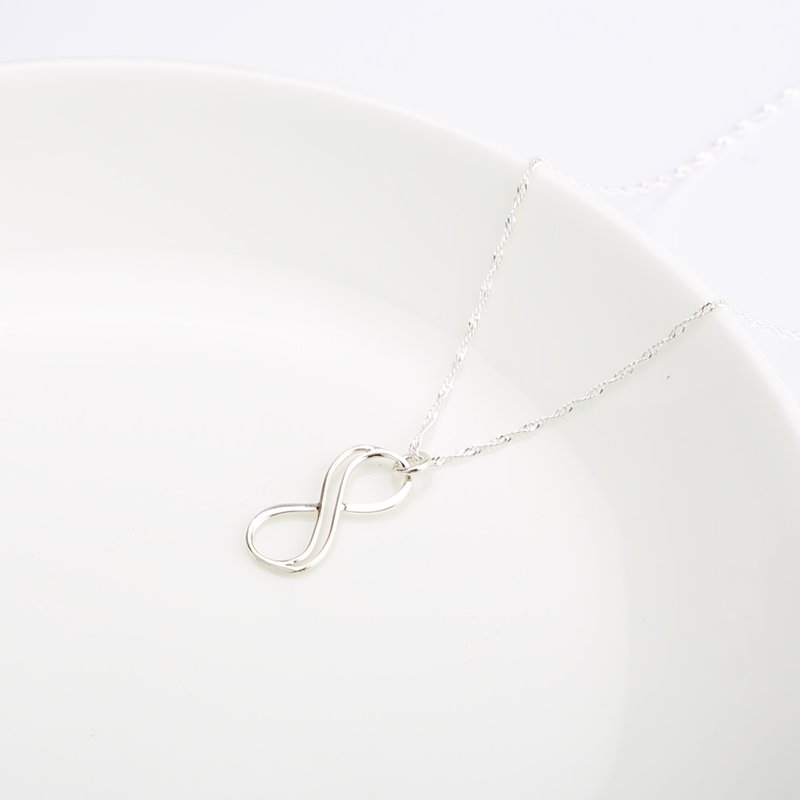 【Angel & Me】Love double Infinity s925 sterling silver necklace birthday gift - Necklaces - Sterling Silver Silver