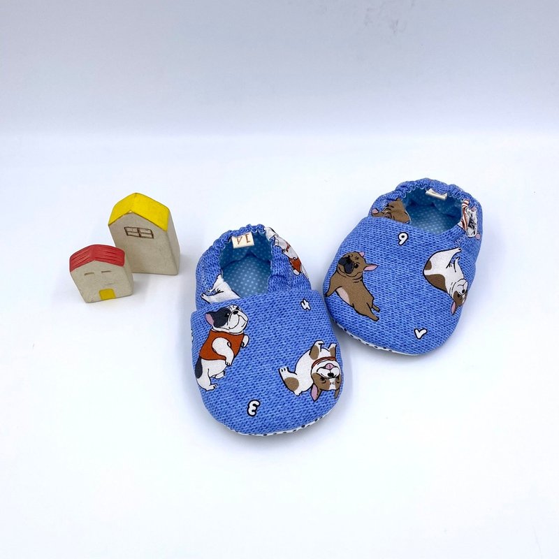 數字法鬥犬-初步鞋/成長鞋/漫步鞋 - 嬰兒鞋/學步鞋 - 棉．麻 藍色