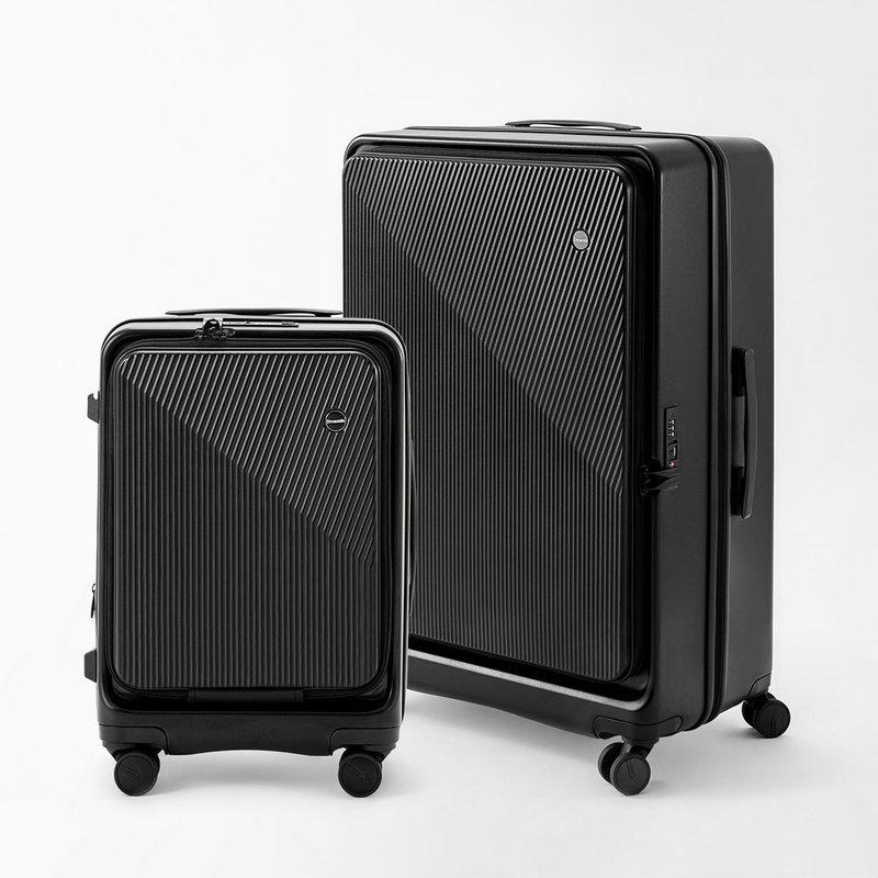 Dreamin 25+29-inch front-loading suitcase/carry-on suitcase- Stone black combination - กระเป๋าเดินทาง/ผ้าคลุม - พลาสติก สีดำ