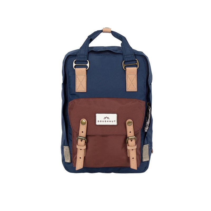 【DOUGHNUT】14-inch water-repellent backpack with macaron water bottle compartment function-Dark Blue JG - Laptop Bags - Eco-Friendly Materials Blue