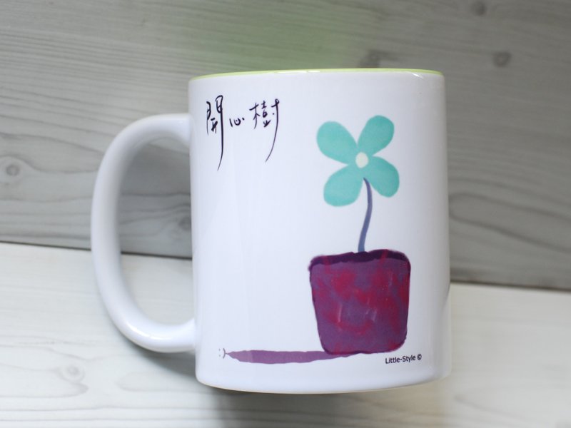 Mug-Happy Tree (customized) - แก้วมัค/แก้วกาแฟ - ดินเผา สีเขียว