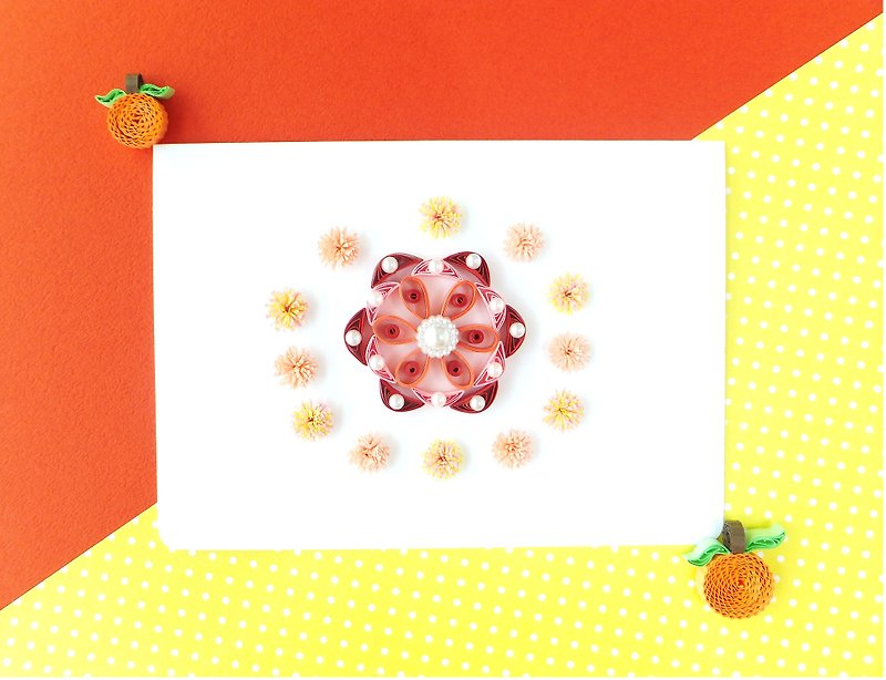 手作りのロール紙カード-花が咲く明けましておめでとうユニバーサルカード - カード・はがき - 紙 レッド