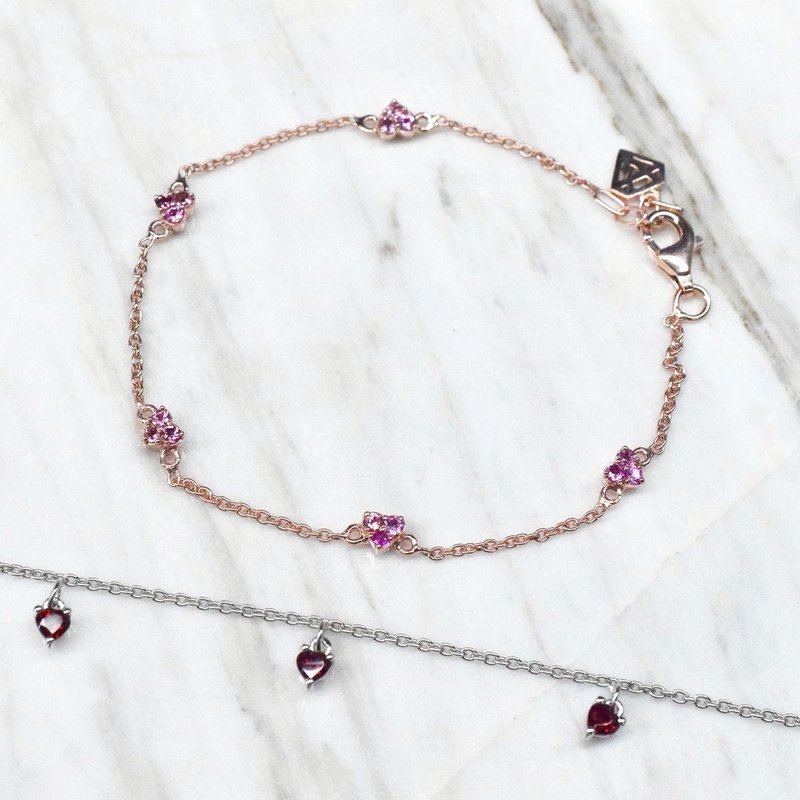 heart gemstone bracelet #minimsignature #minimminiheart B090 - 手鍊/手環 - 純銀 
