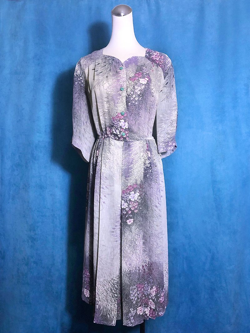 Special collar flower vintage dress / abroad brought back VINTAGE - One Piece Dresses - Polyester Multicolor