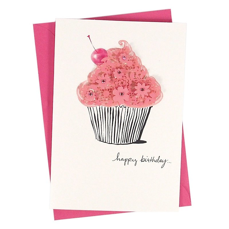 There are cherries on the decorated cake [Hallmark-Signature Handmade Series Birthday Wishes] - Cards & Postcards - Paper Multicolor