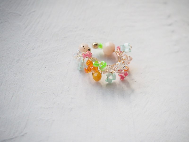 beads ear cuff(tropical) - Earrings & Clip-ons - Other Materials Pink