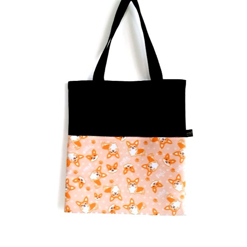 1212 play design canvas bag - cute Corgi - กระเป๋าแมสเซนเจอร์ - ผ้าฝ้าย/ผ้าลินิน สีส้ม