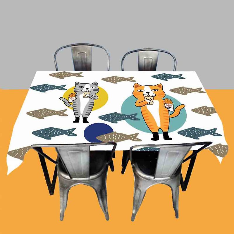 Cat tablecloth camping - ผ้ารองโต๊ะ/ของตกแต่ง - ผ้าฝ้าย/ผ้าลินิน หลากหลายสี