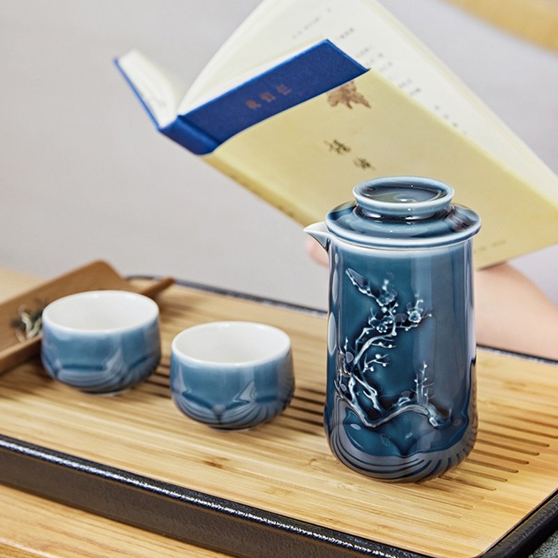 梅香泡茶器 / 一壺+二杯 / 2色 - 茶壺/茶杯/茶具 - 瓷 粉紅色