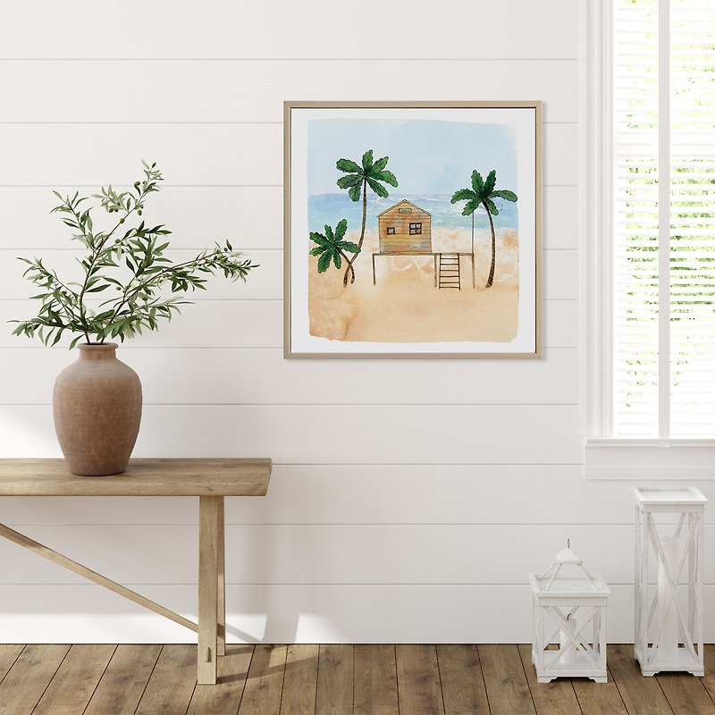 Beach Chalet- Beach Scenery Decoration/Home Decor/Resort Style Painting - Posters - Cotton & Hemp Multicolor