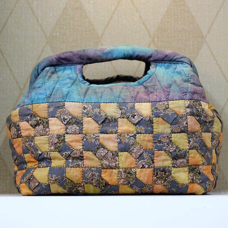 千草色拼布手提布包 ❖ 獨家手工縫製包 ❖ - 手袋/手提袋 - 棉．麻 藍色
